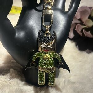 Bat-Themed Rhinestone Keychain